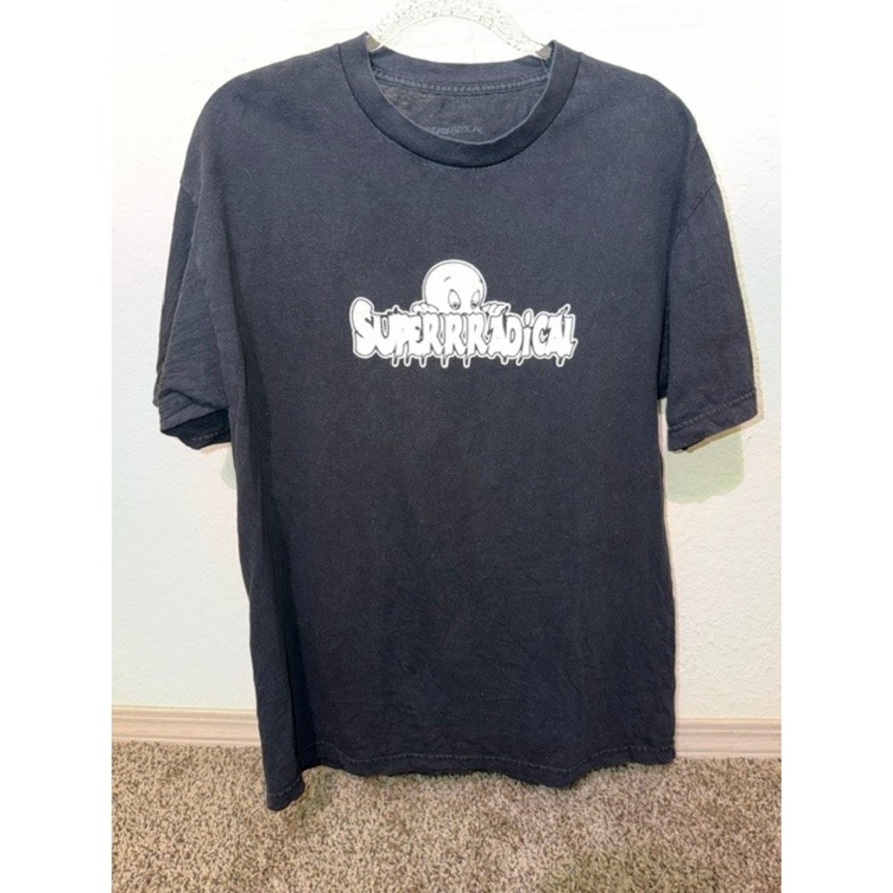 Superrradical Casper Ghost T-Shirt Mens Large Black Streetwear Graphic Tee